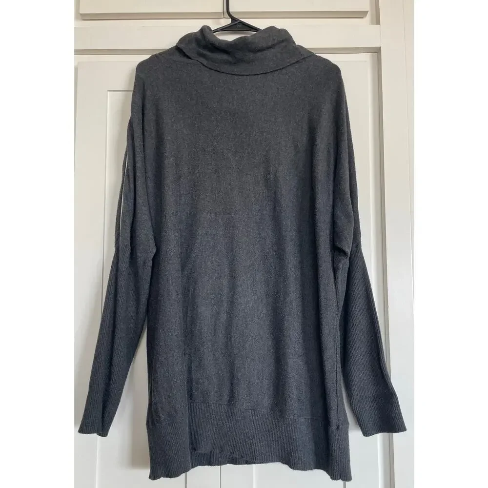 Michael Kors Gray zipper accent Cowl-neck long sleeve sweater XL